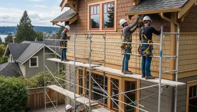 Siding contractor in Vancouver, WA installing durable exterior siding on a home