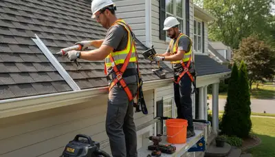 Vancouver, WA siding contractor repairing gutters on a home exterior