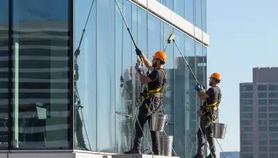 Window cleaning for a Vancouver, WA siding business, removing streaks and hard water spots on exterior glass